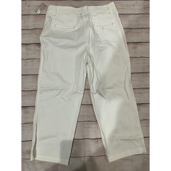 NWOT Basic Editions Chino Capri Pants Women's White Stretch Cotton Size 10 - Picture 3 of 6